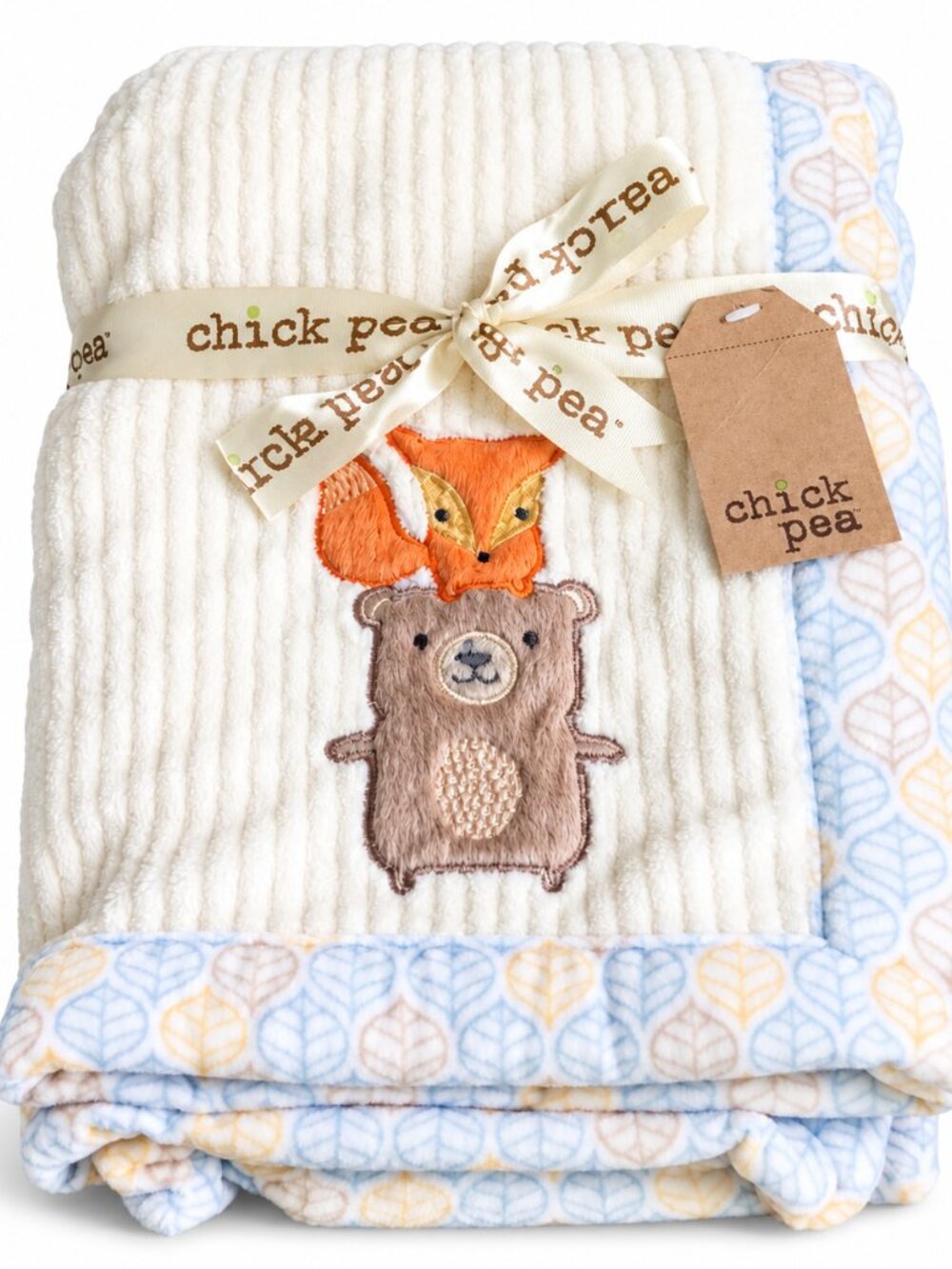 NWT Chick Pea Woodland Fox Bear Plush Baby Blanket 30x30